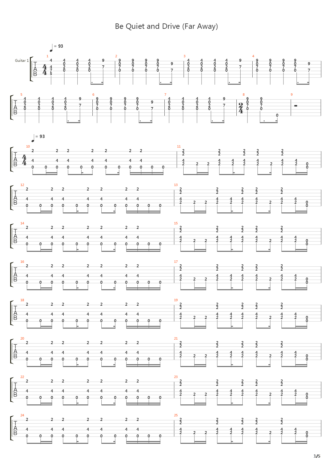 Be Quiet And Drive Far Away吉他谱