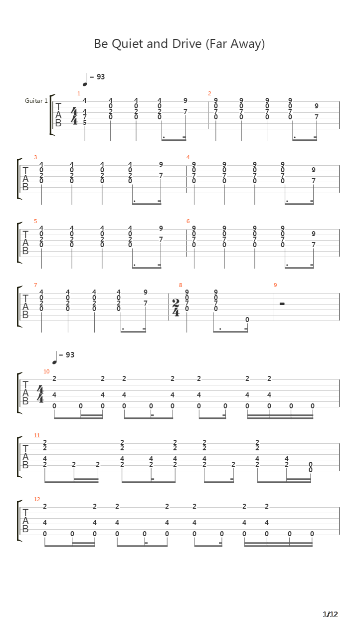 Be Quiet And Drive Far Away吉他谱