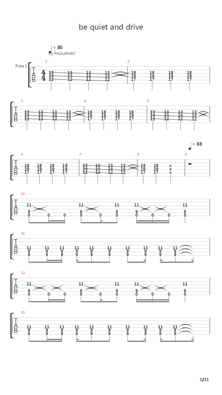 Be Quiet And Drive吉他谱