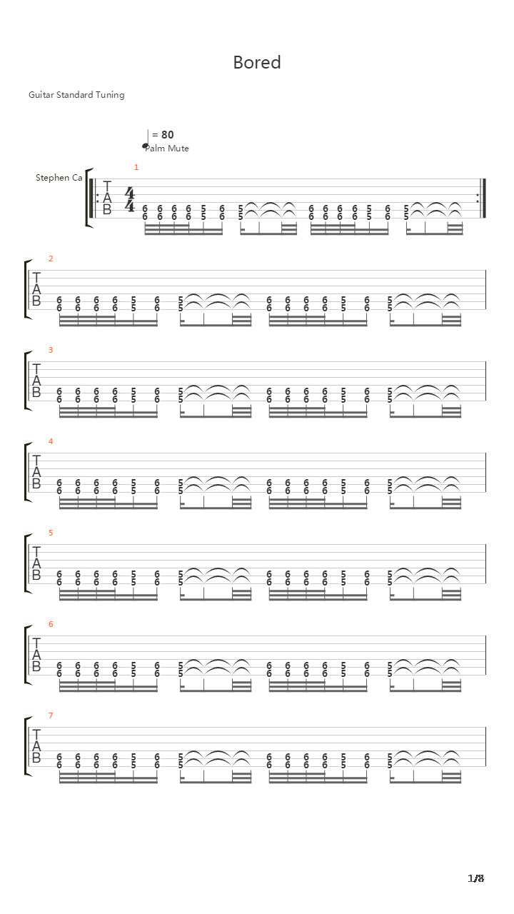 Bored吉他谱