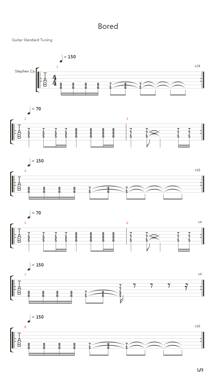 Bored吉他谱