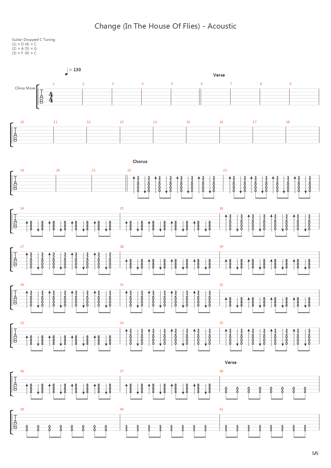 Change In The House Of Flies吉他谱