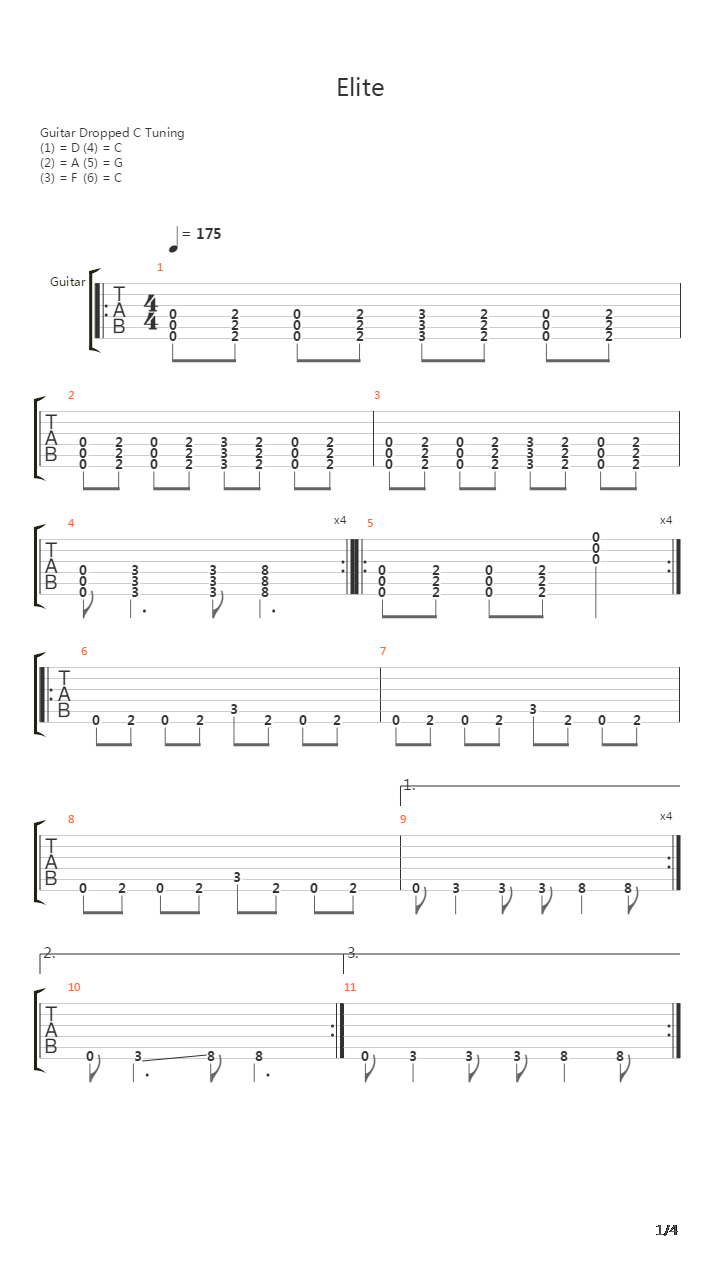 Elite吉他谱
