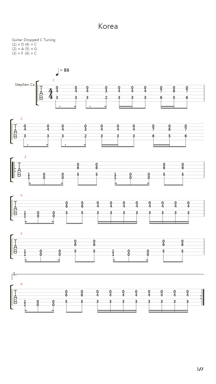 Korea吉他谱
