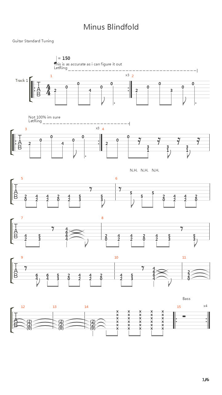 Minus Blindfold吉他谱