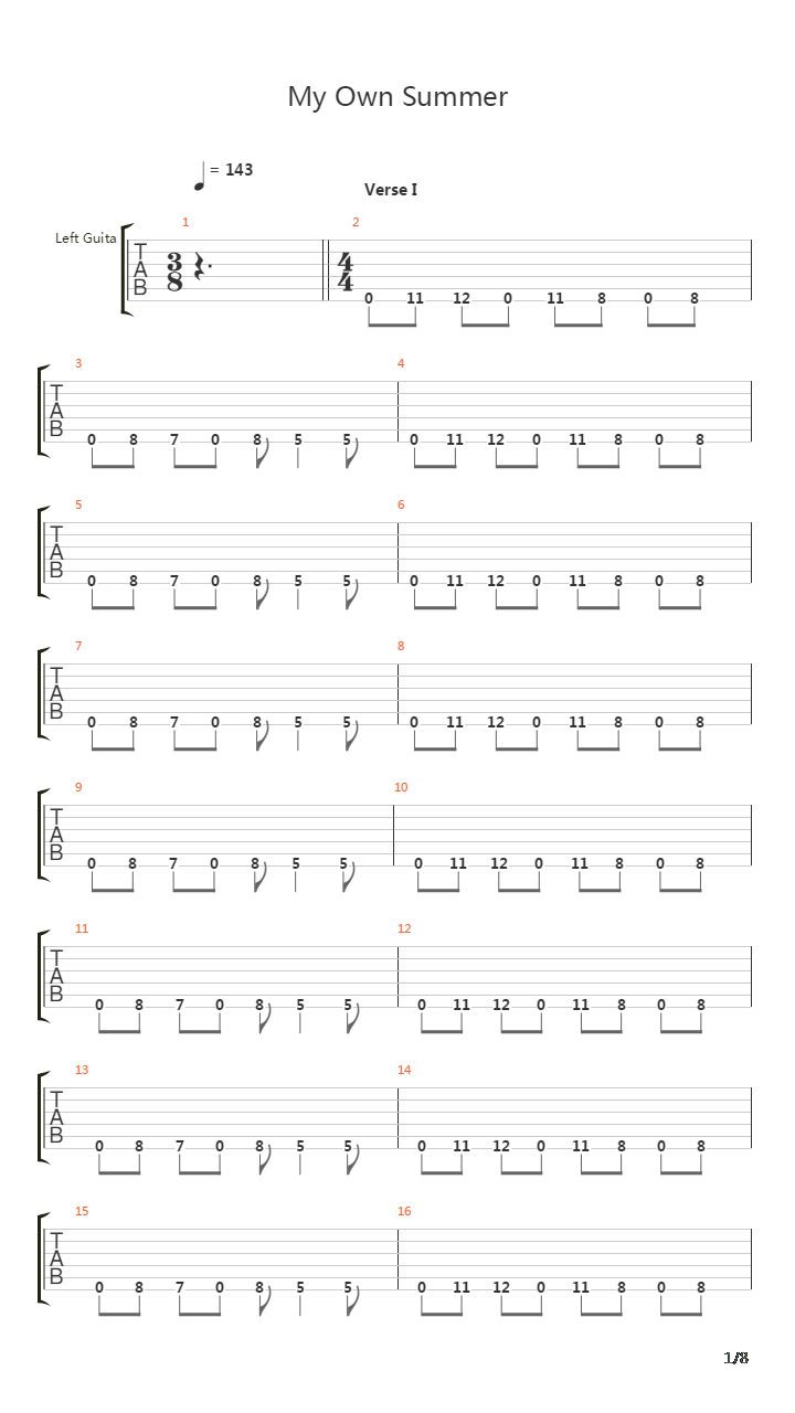 My Own Summer吉他谱