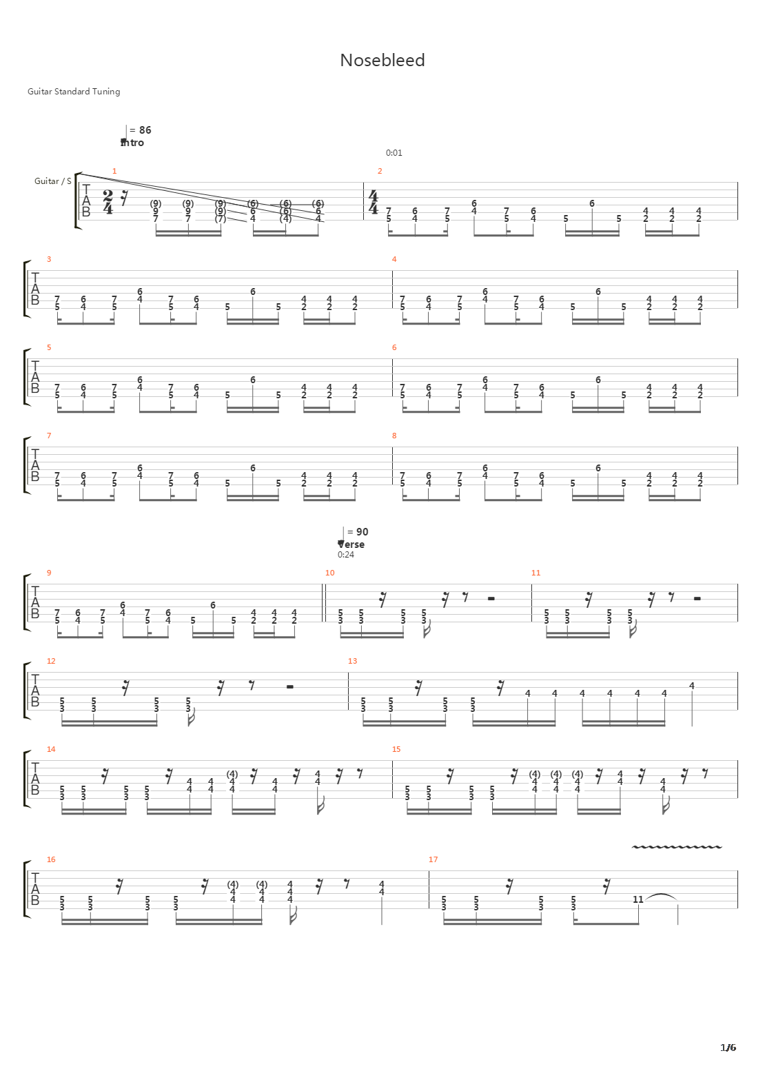 Nosebleed吉他谱