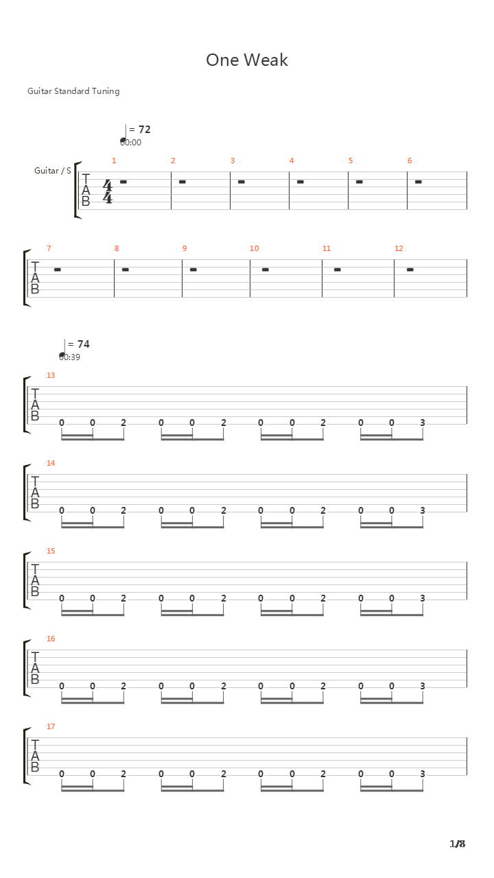 One Weak吉他谱