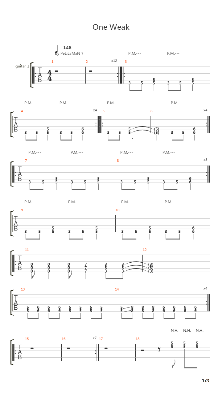 One Weak吉他谱