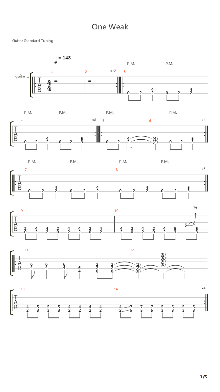 One Weak吉他谱