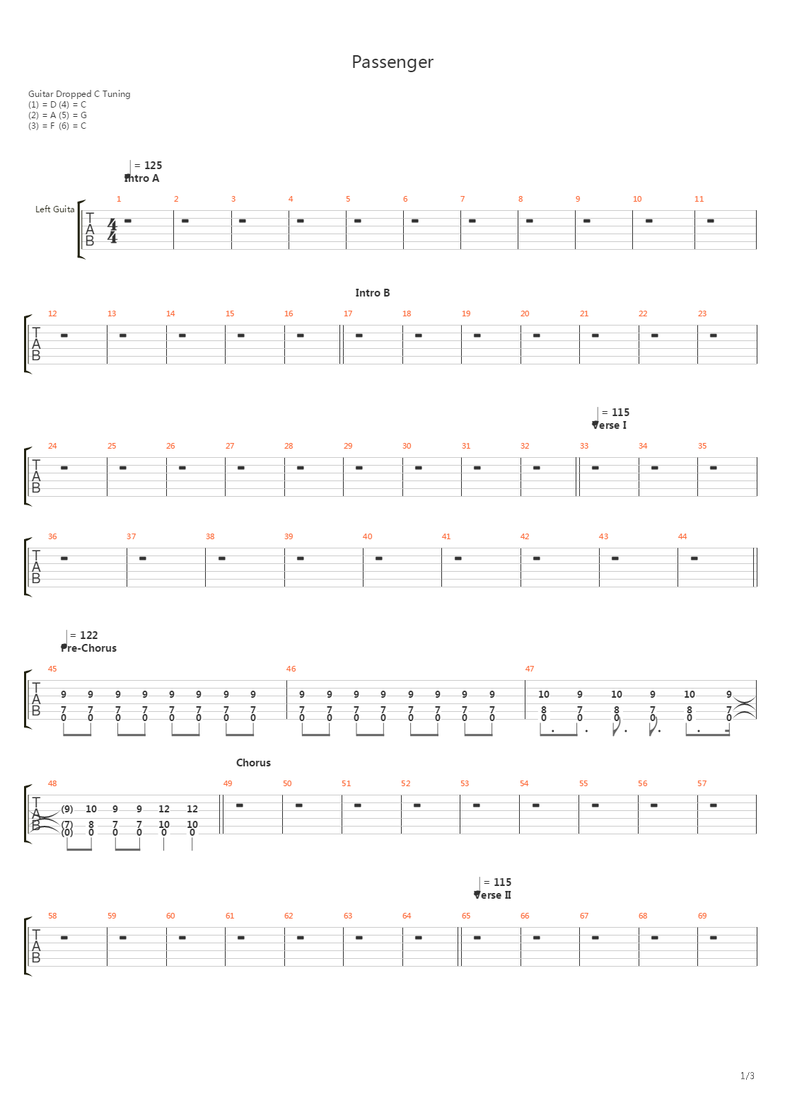 Passenger吉他谱