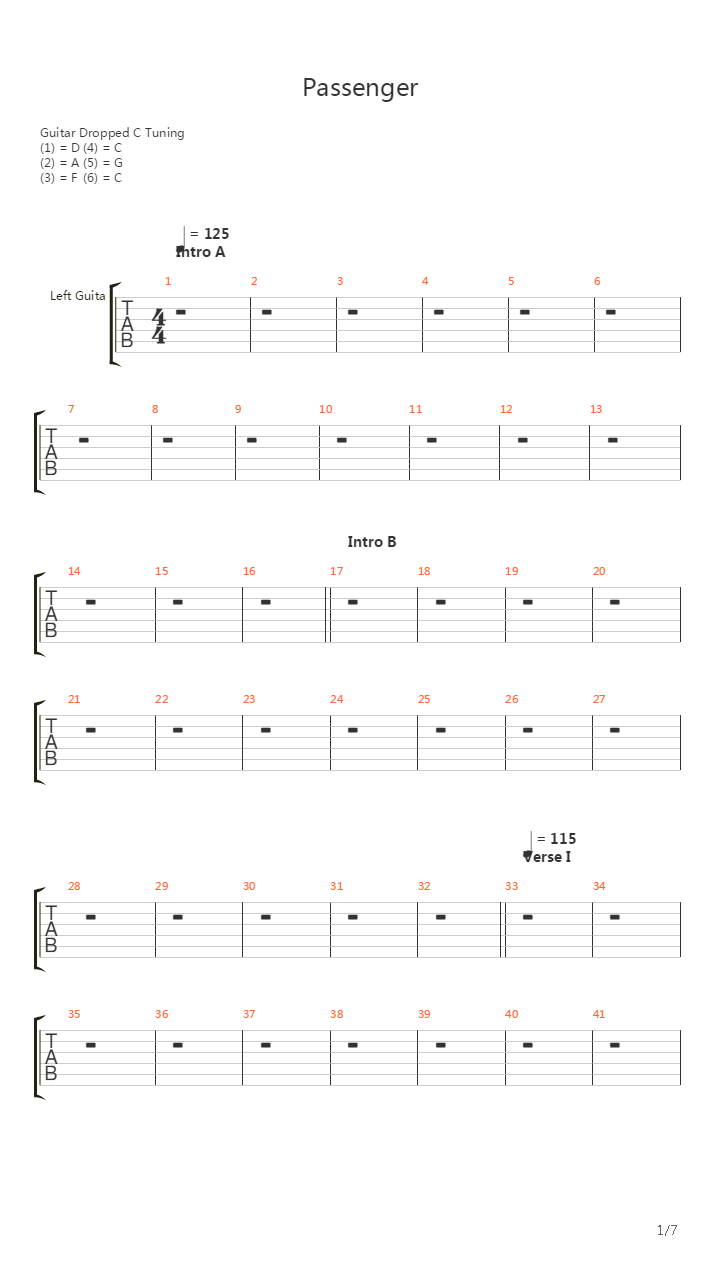 Passenger吉他谱