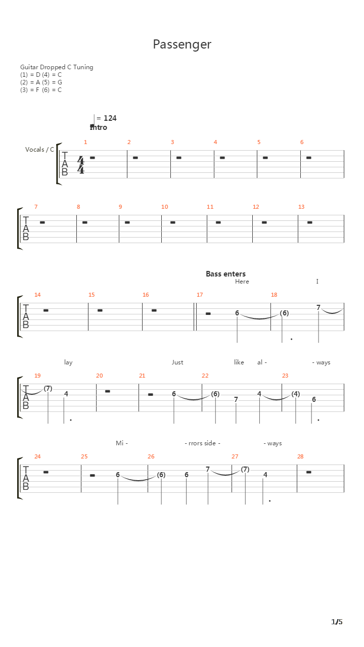 Passenger吉他谱