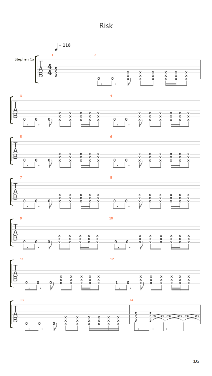 Risk吉他谱