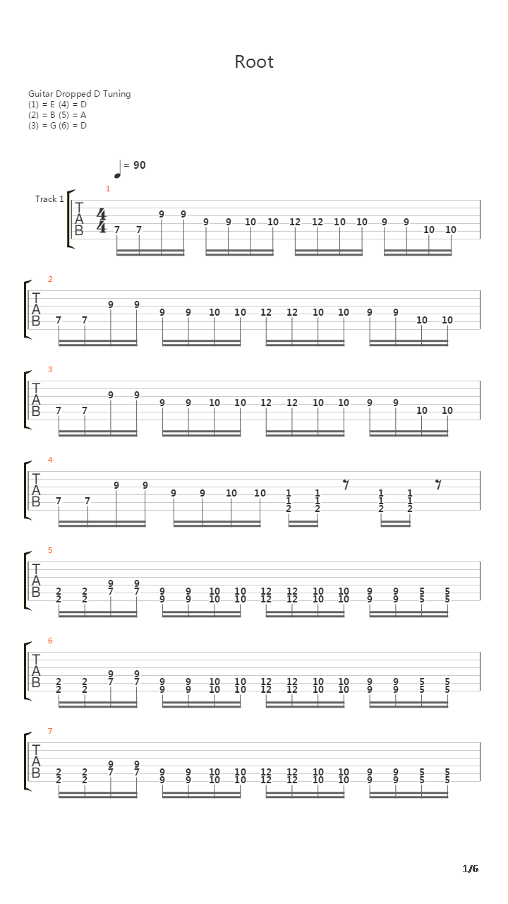 Root吉他谱