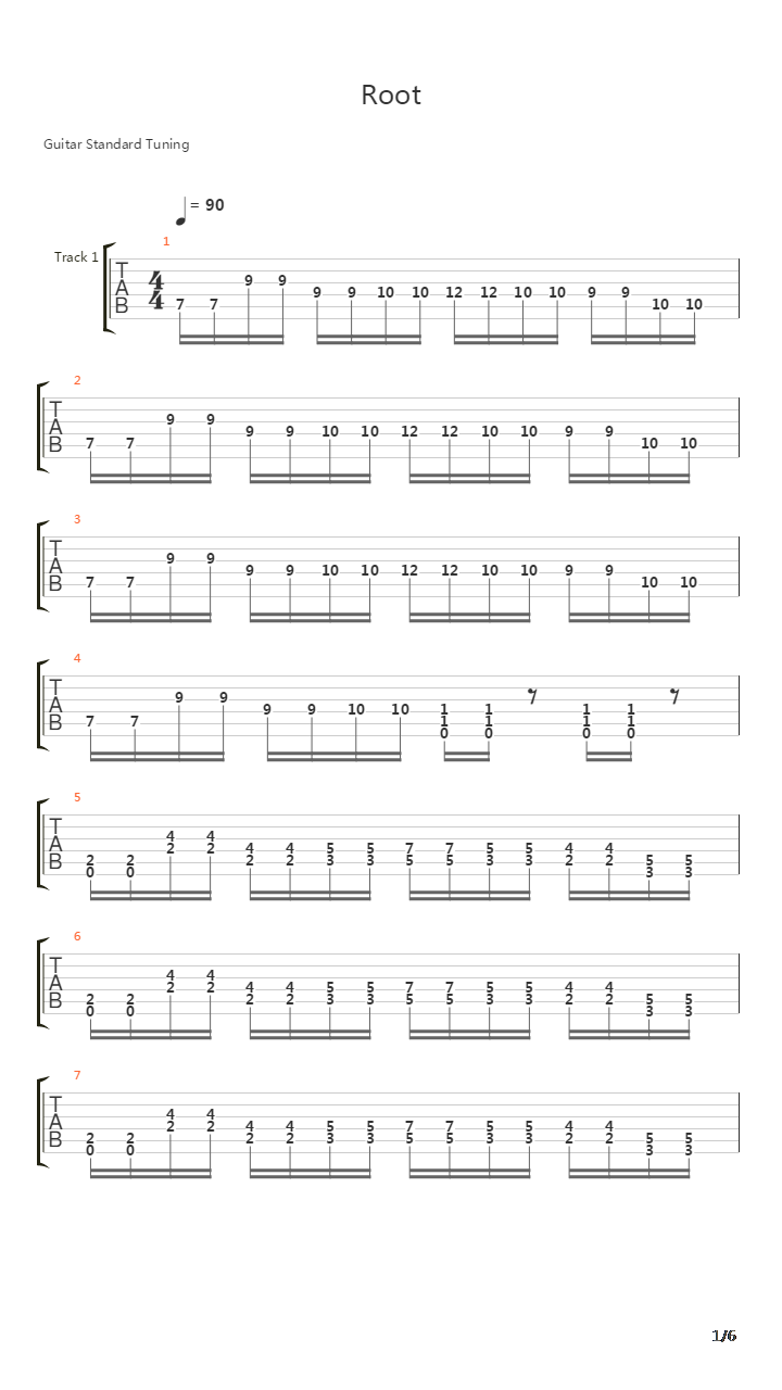 Root吉他谱