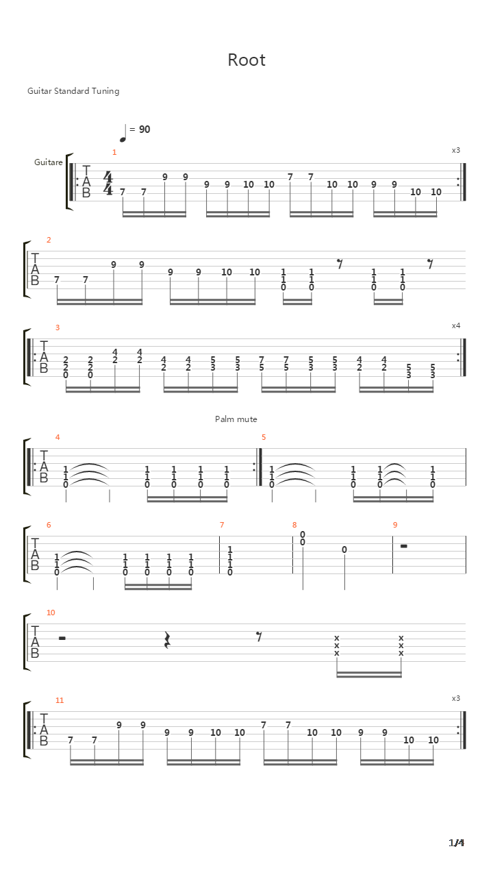 Root吉他谱