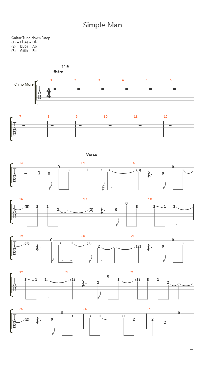 Simple Man吉他谱
