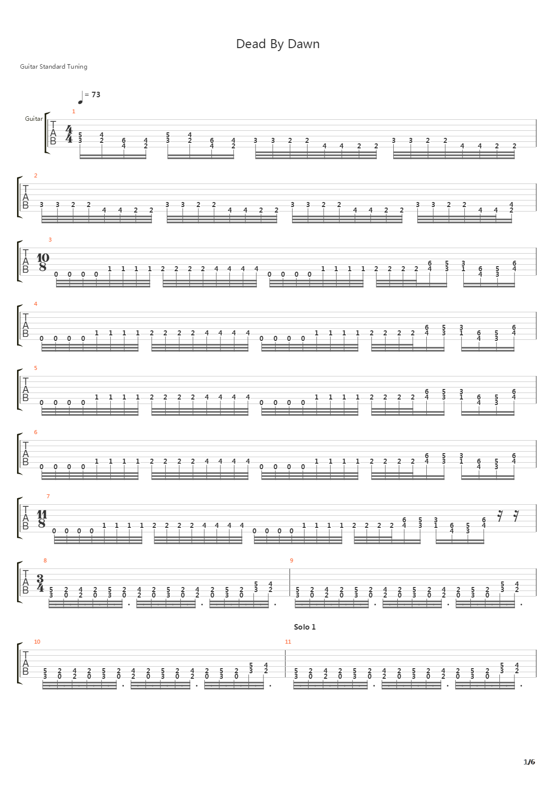 Dead By Dawn吉他谱