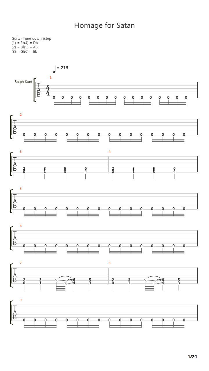 Homage For Satan吉他谱