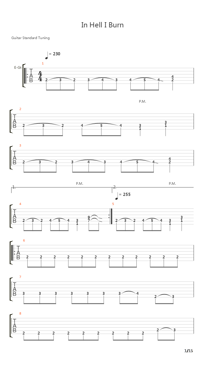 In Hell I Burn吉他谱