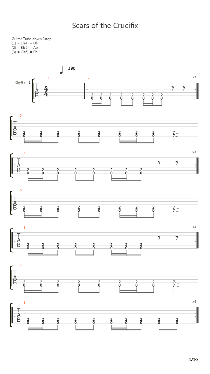 Scars Of The Crucifix吉他谱