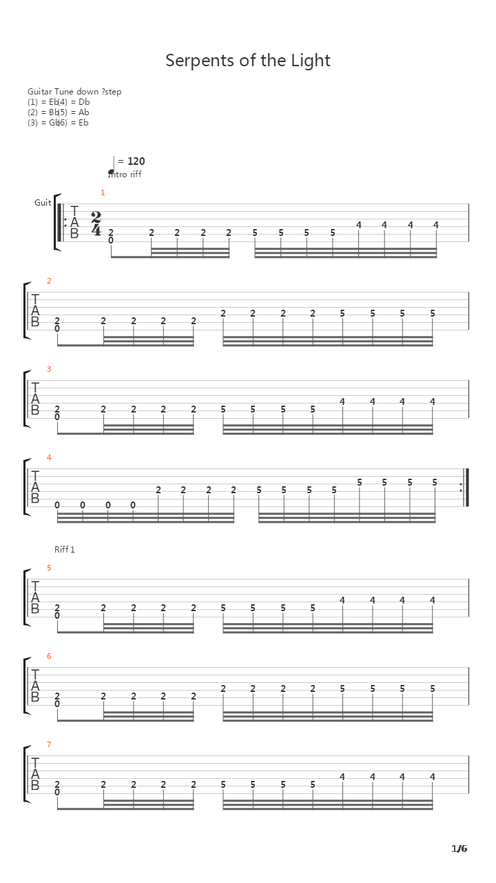 Serpents Of The Light吉他谱