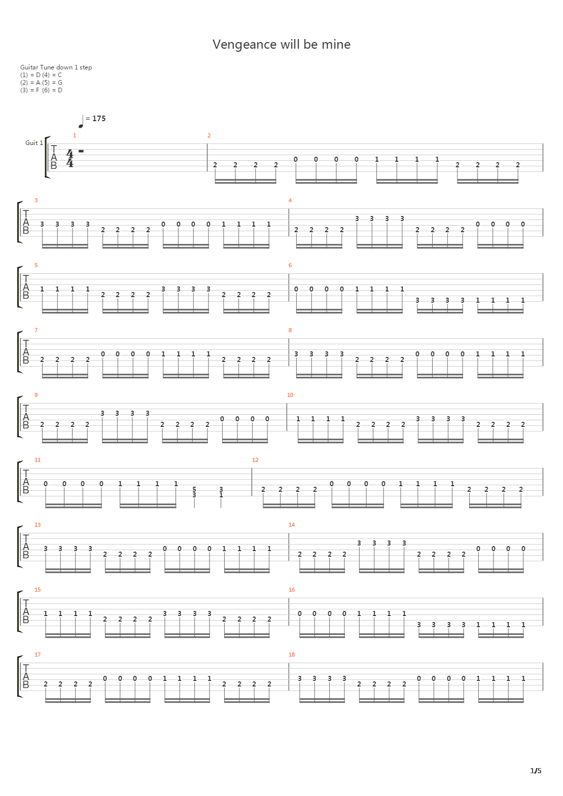 Vengeance Will Be Mine吉他谱