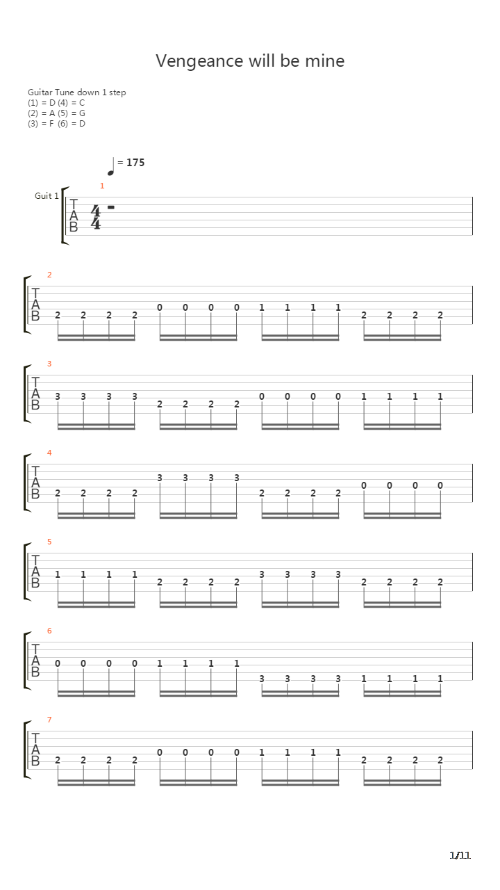 Vengeance Will Be Mine吉他谱