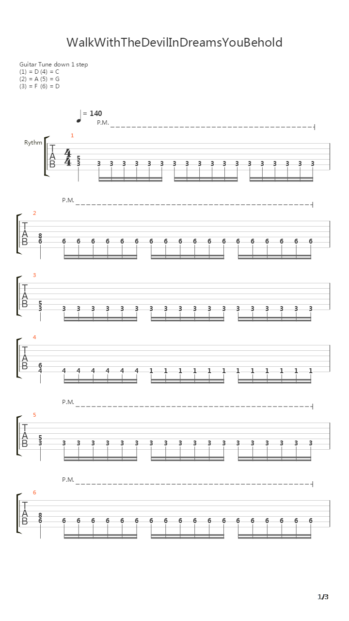 Walk With The Devil In Dreams You Behold吉他谱