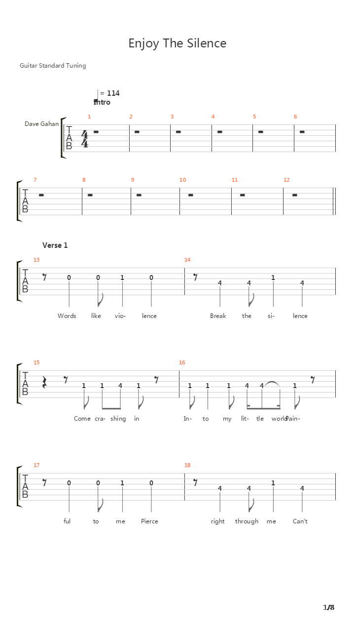Enjoy The Silence吉他谱