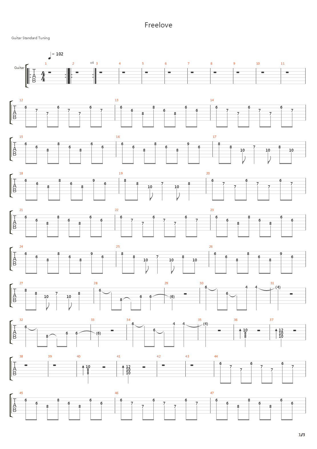 Freelove吉他谱