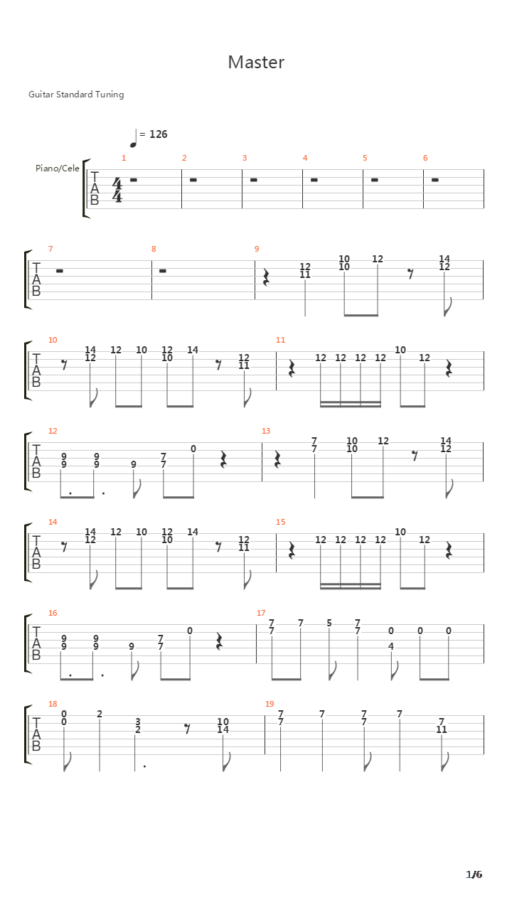 Master吉他谱