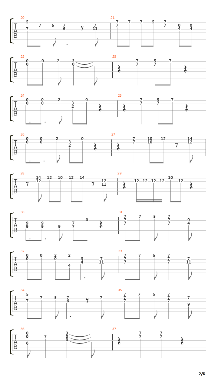 Master吉他谱