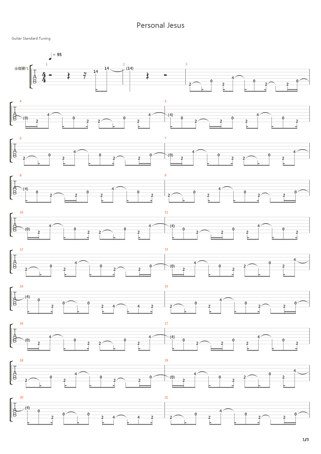 Personal Jesus吉他谱