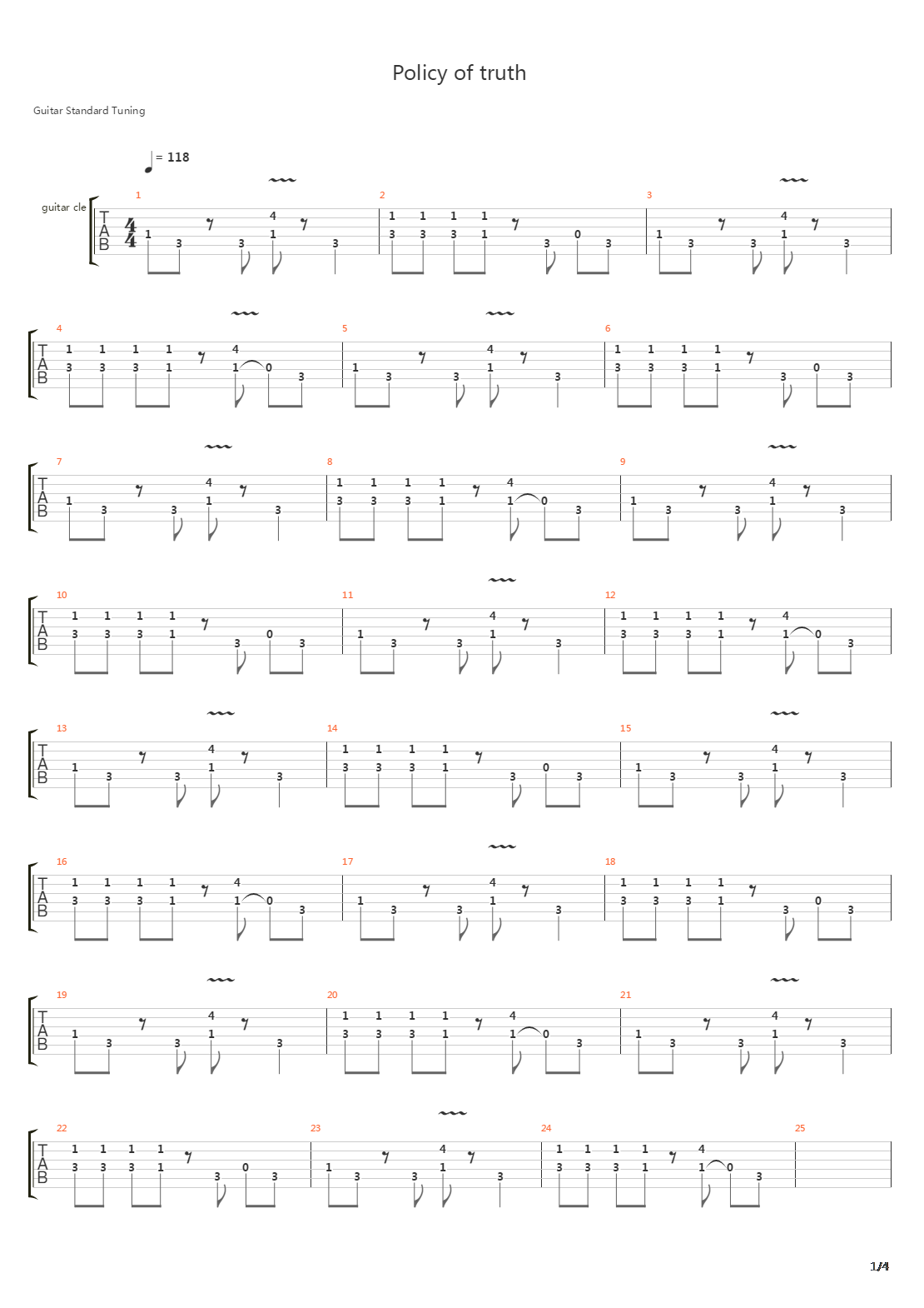 Policy Of Truth吉他谱