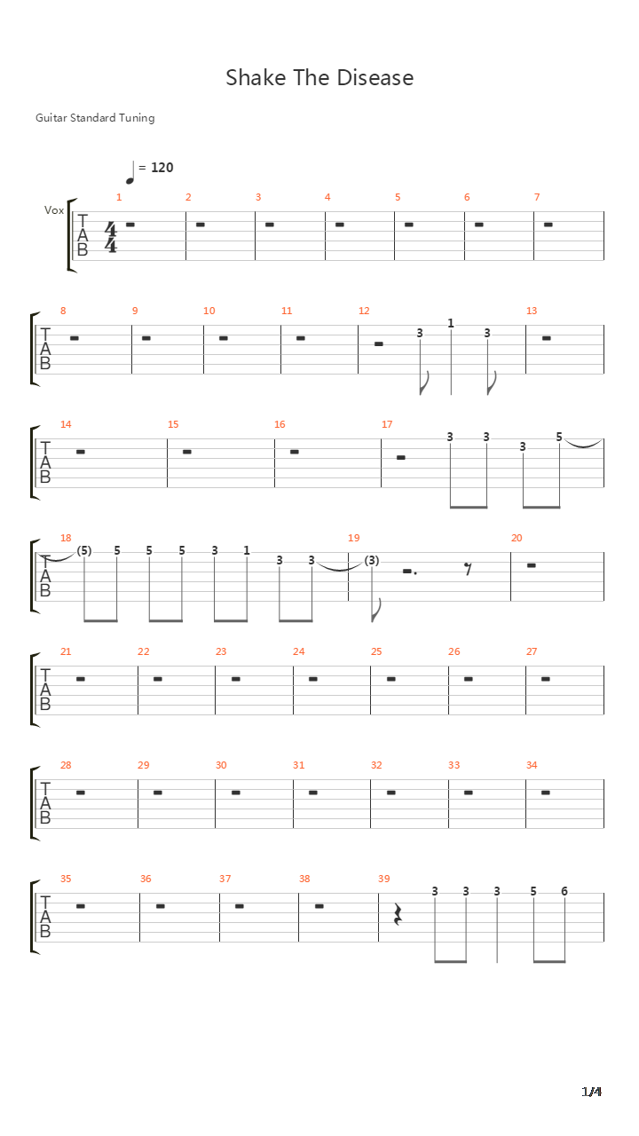 Shake The Disease吉他谱