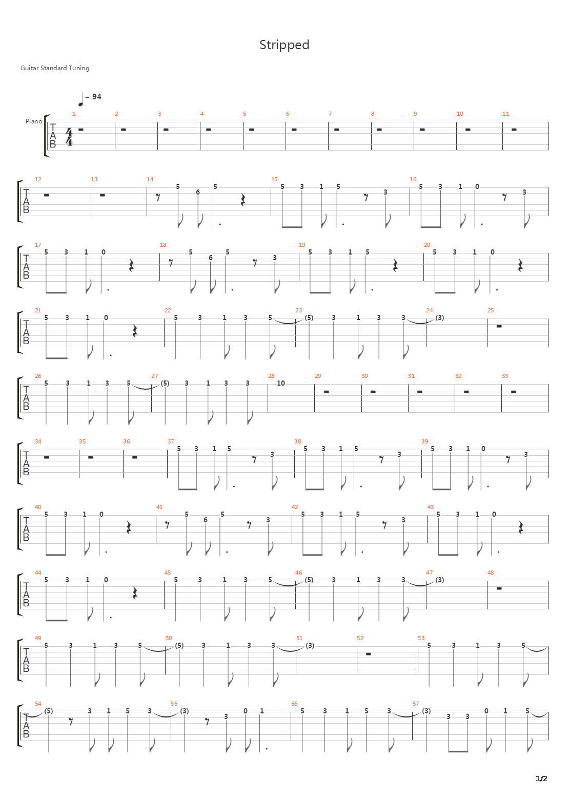 Stripped吉他谱
