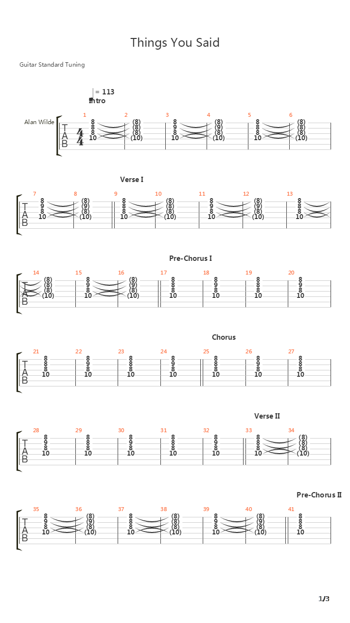 Things You Said吉他谱