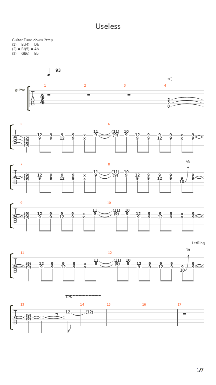 Useless吉他谱