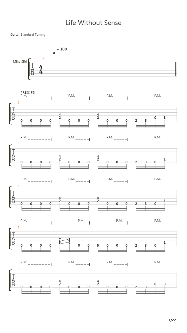 Life Without Sense吉他谱