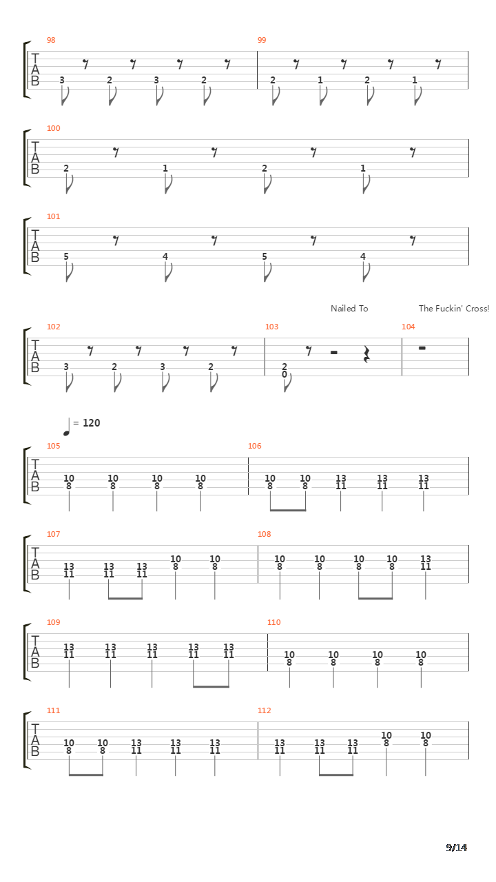 Nailed To The Cross吉他谱