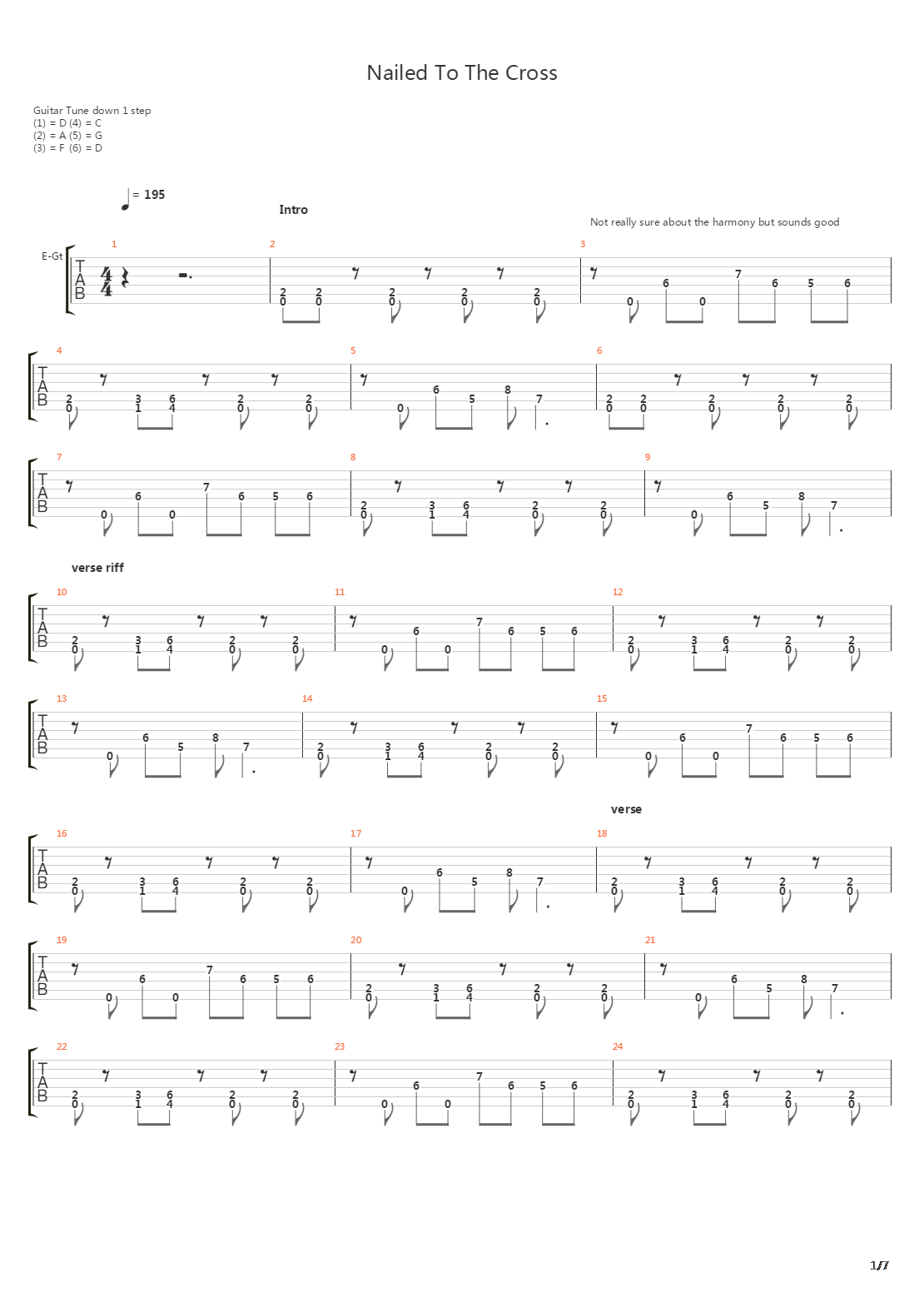 Nailed To The Cross吉他谱