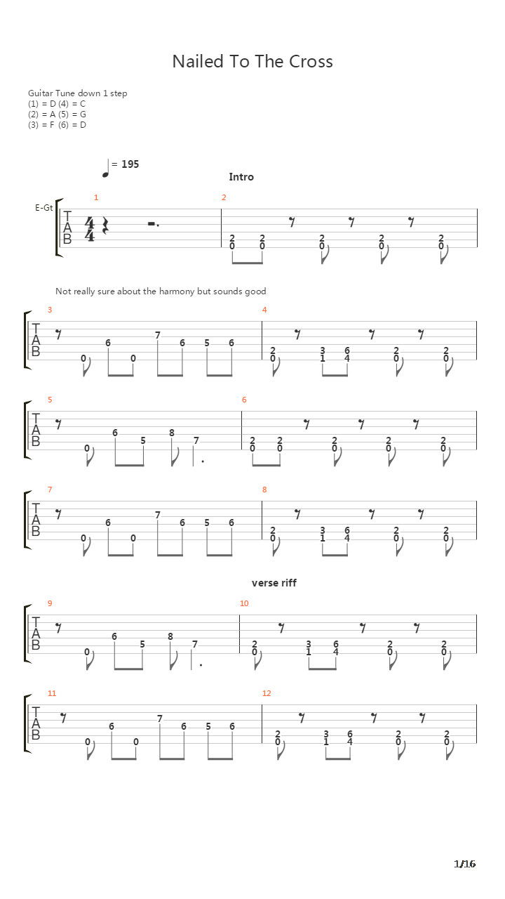 Nailed To The Cross吉他谱