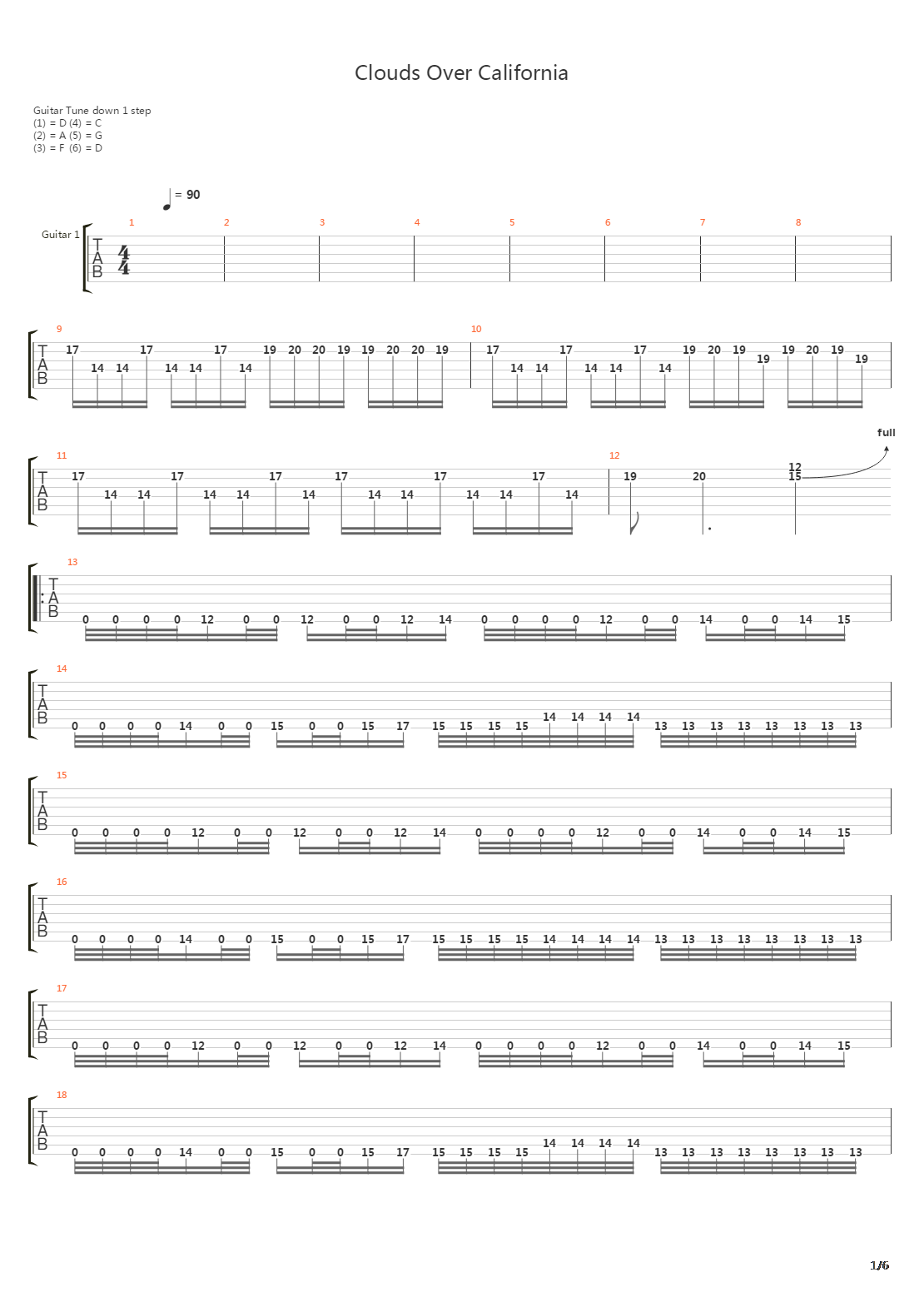 Clouds Over California吉他谱