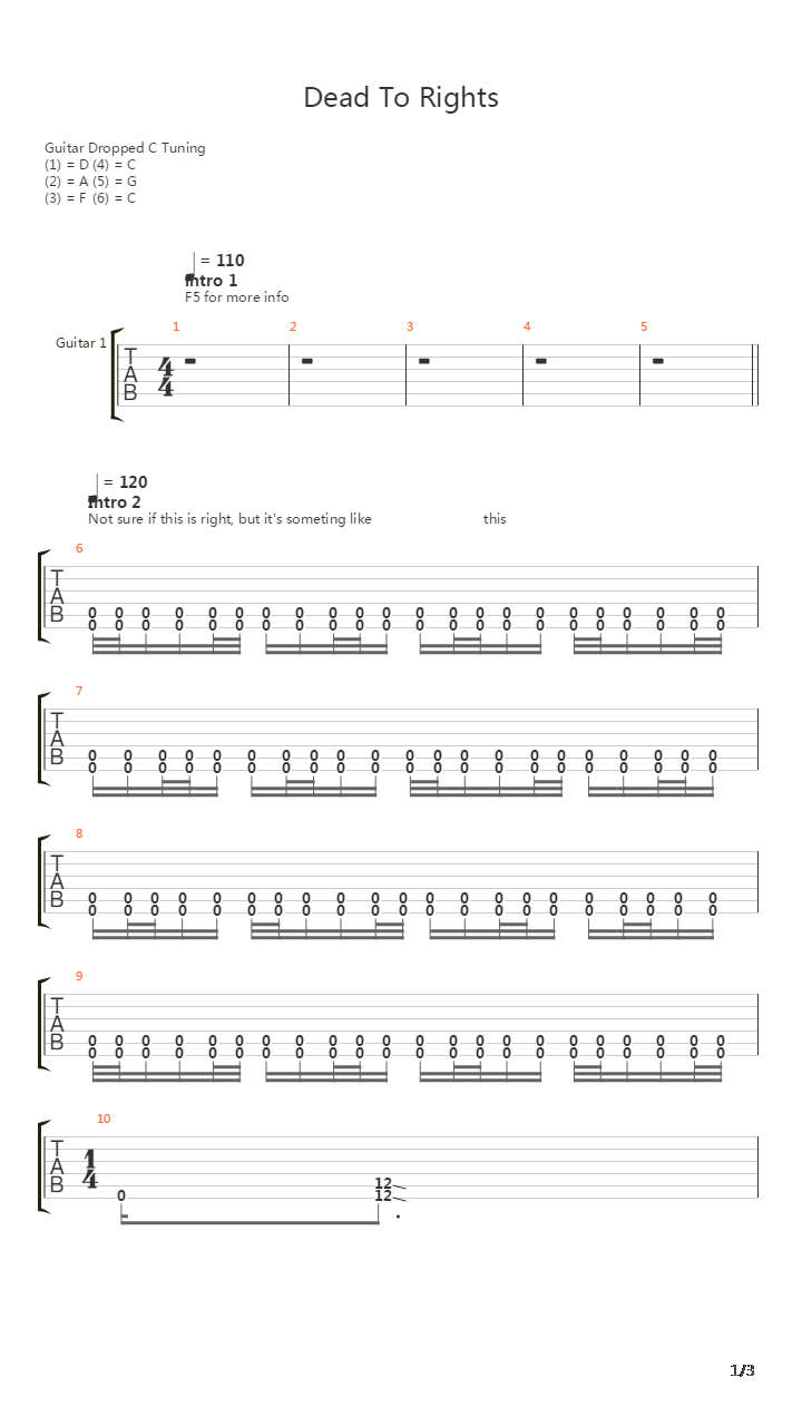 Dead To Rights吉他谱