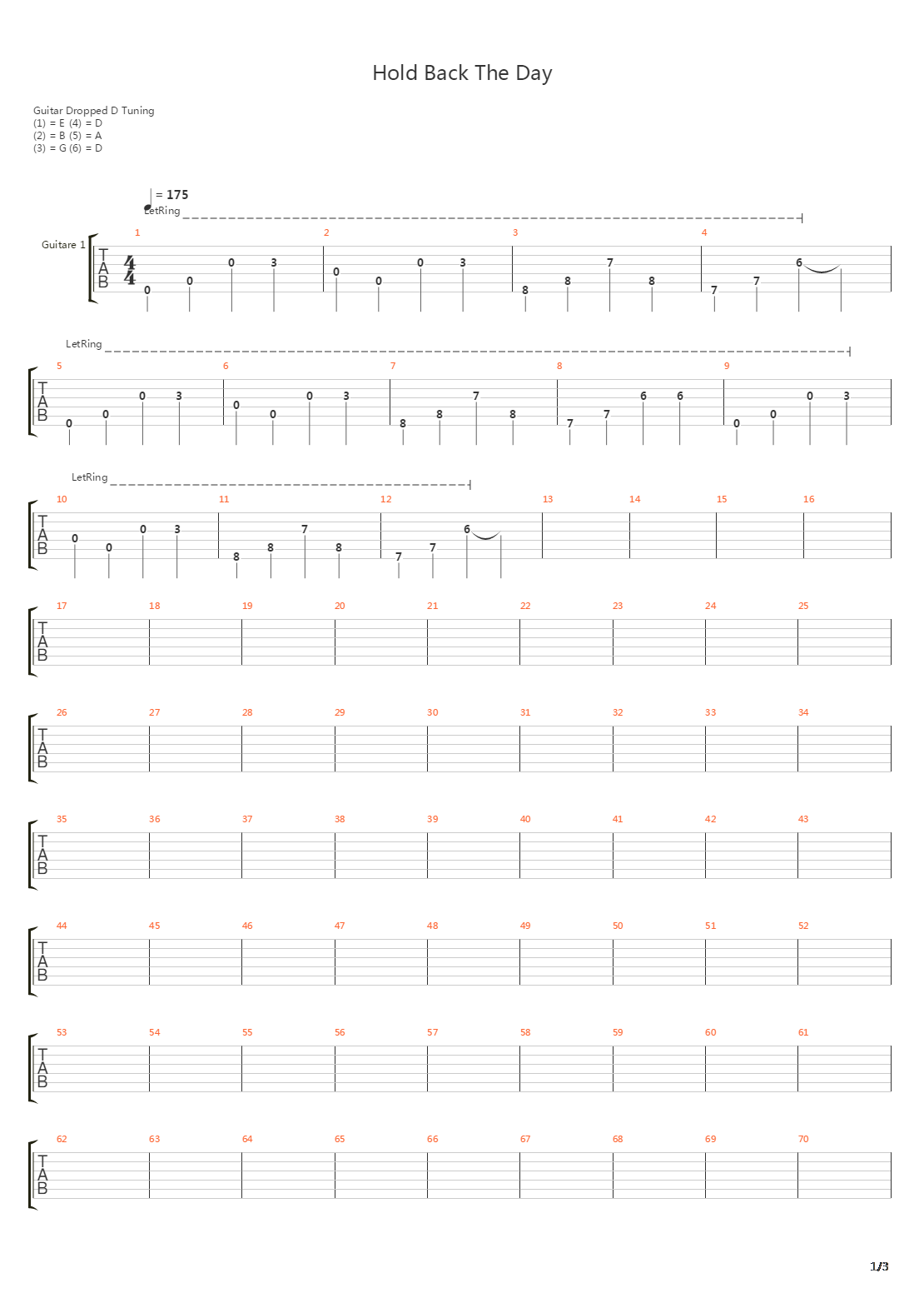 Hold Back The Day吉他谱