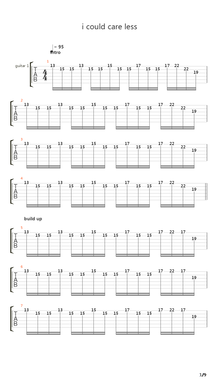 I Could Care Less吉他谱