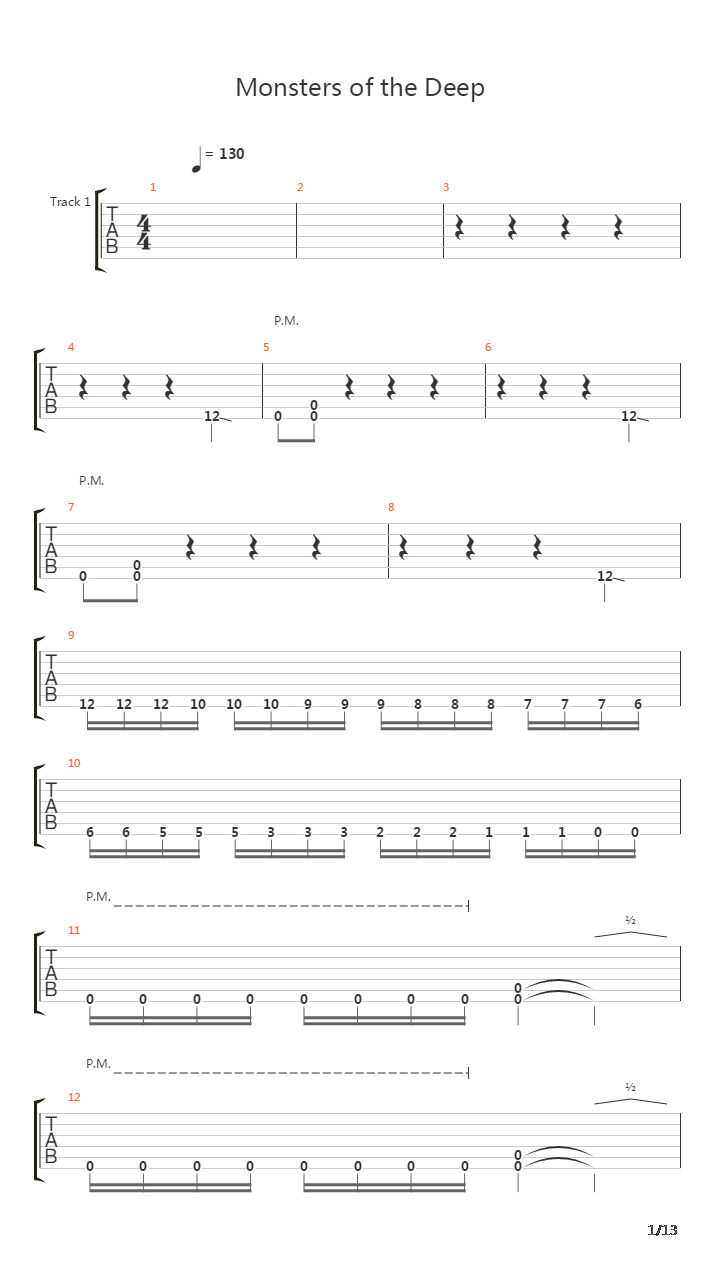 Monsters Of The Deep吉他谱