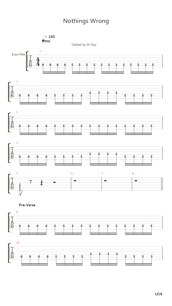 Nothing's Wrong吉他谱